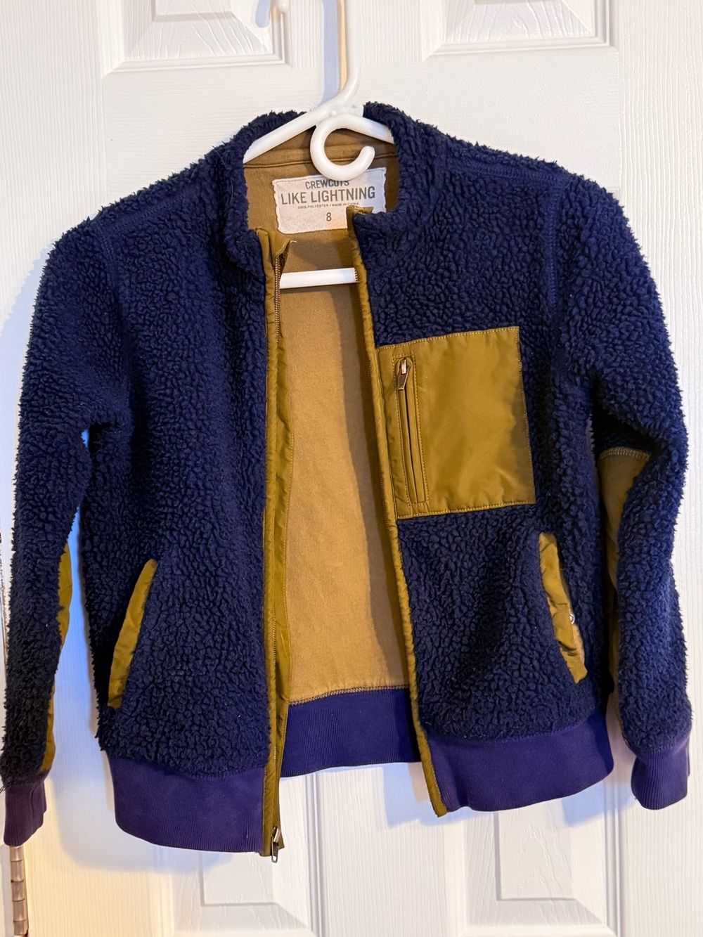 Crewcuts Size 8 Navy and Brown Sherpa Jacket